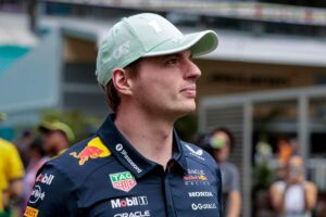 Profilo di Max Verstappen con un cappello verde